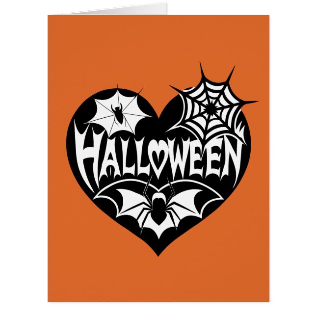 Halloween Heart, Black Heart Shape, Spider Web (Front)