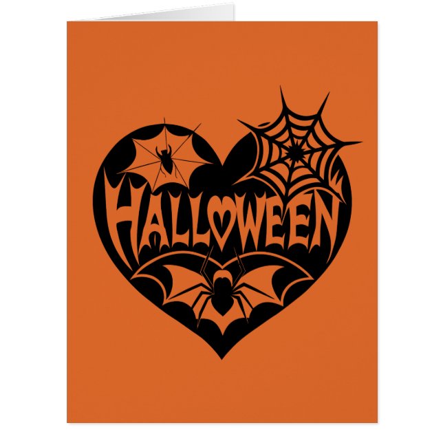 Halloween Heart, Black Heart Shape, Spider Web (Front)
