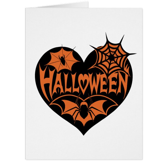 Halloween Heart, Black Heart Shape, Spider Web Cards (Front)