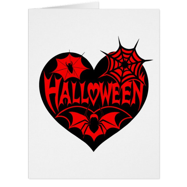 Halloween Heart, Black Heart Shape, Spider Web Cards (Front)