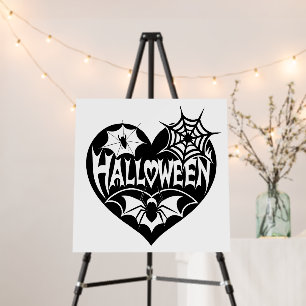 Halloween Heart, Black Heart Shape, Spider Web Foam Board