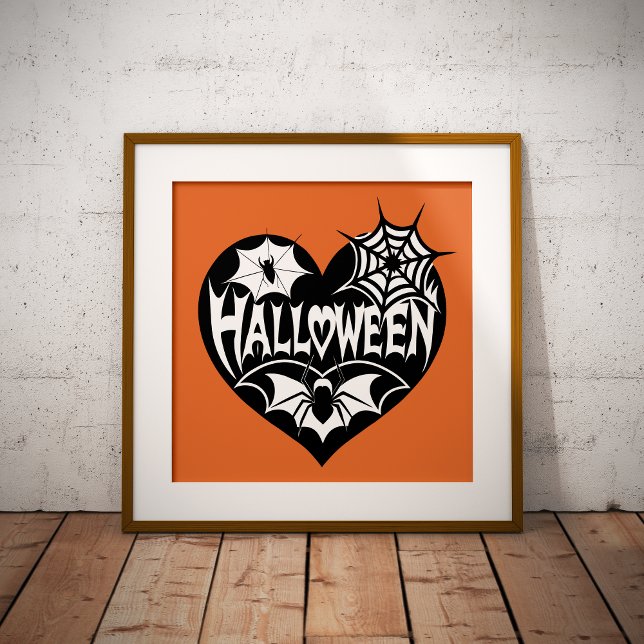 Halloween Heart, Black Heart Shape, Spider Web Foil Prints (Creator Uploaded)