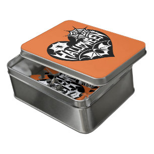 Halloween Heart, Black Heart Shape, Spider Web Jigsaw Puzzle