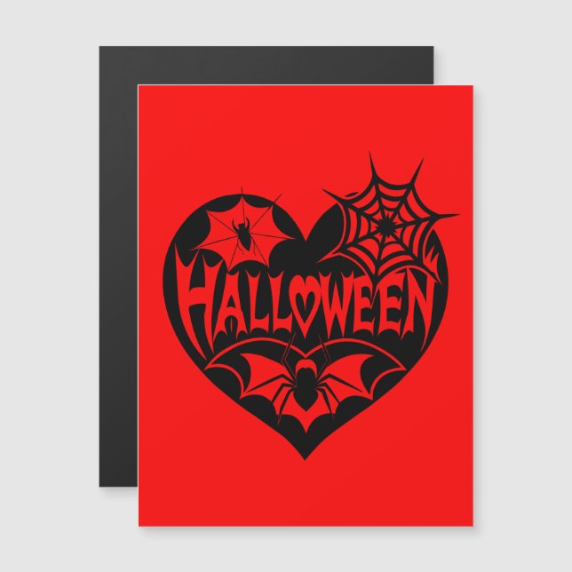Halloween Heart, Black Heart Shape, Spider Web Magnetic Invitation (Front/Back)