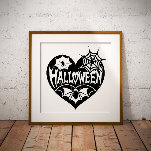 Halloween Heart, Black Heart Shape, Spider Web Photo Print (Creator Uploaded)