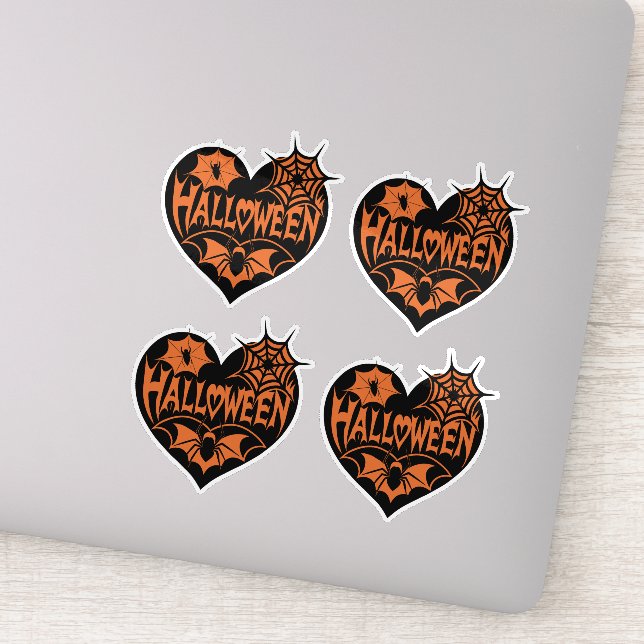Halloween Heart, Black Heart Shape, Spider Web Sticker (Detail)