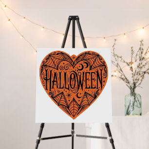 Halloween Heart, Orange Heart Shape, Holiday Foam Board