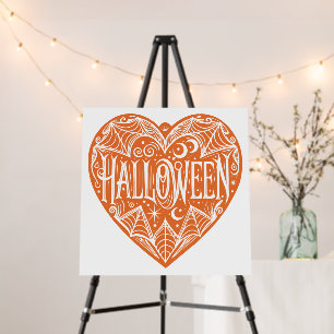 Halloween Heart, Orange Heart Shape, Holiday Foam Board