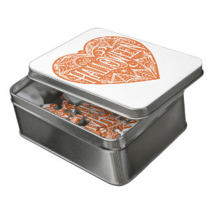 Halloween Heart, Orange Heart Shape, Holiday Jigsaw Puzzle