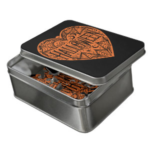 Halloween Heart, Orange Heart Shape, Holiday Jigsaw Puzzle