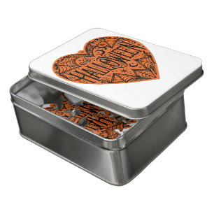 Halloween Heart, Orange Heart Shape, Holiday Jigsaw Puzzle