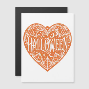 Halloween Heart, Orange Heart Shape, Holiday Magnetic Invitation