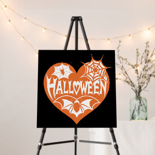 Halloween Heart, Orange Heart Shape, Spider Web Foam Board