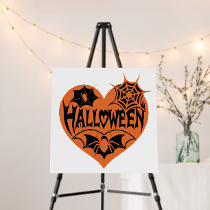 Halloween Heart, Orange Heart Shape, Spider Web Foam Board