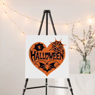 Halloween Heart, Orange Heart Shape, Spider Web Foam Board