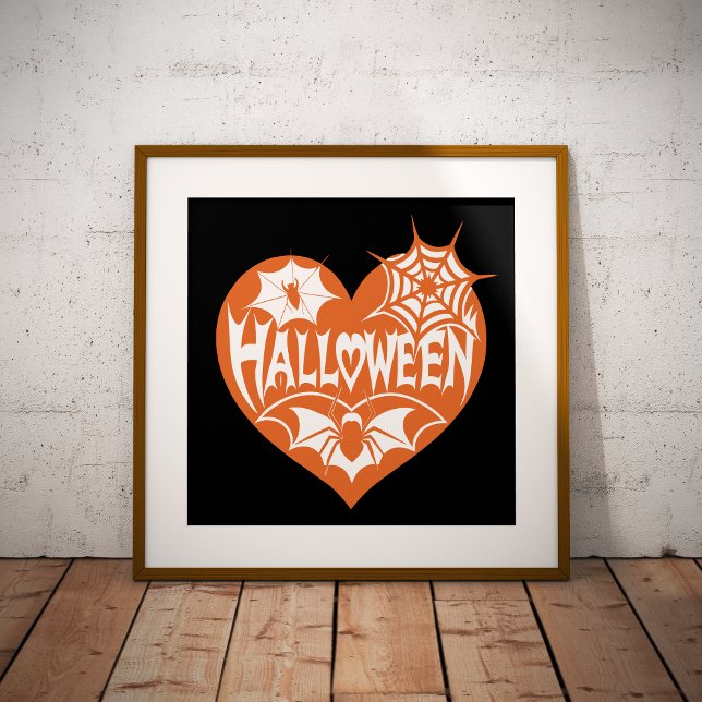 Halloween Heart, Orange Heart Shape, Spider Web Photo Print (Creator Uploaded)