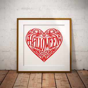Halloween Heart, Red Heart, Holiday Foil Prints