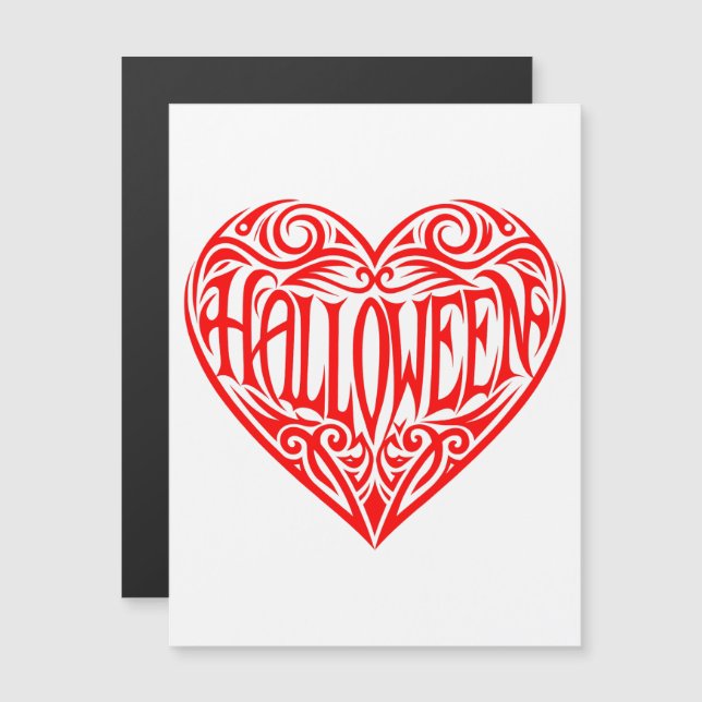Halloween Heart, Red Heart, Holiday Magnetic Invitation (Front/Back)