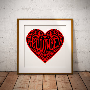 Halloween Heart, Red Heart, Holiday Photo Print
