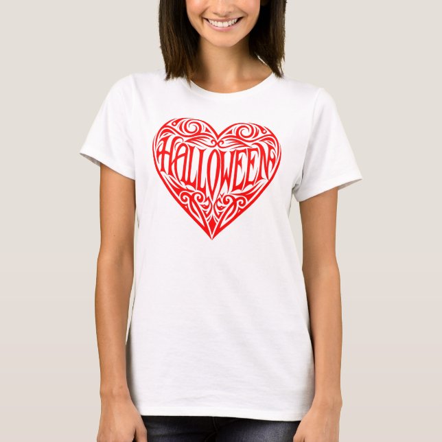 Halloween Heart, Red Heart, Holiday T-Shirt (Front)