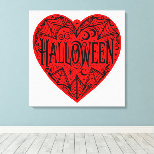 Halloween Heart, Red Heart Shape, Holiday Canvas Print