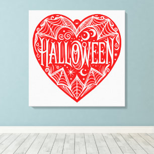 Halloween Heart, Red Heart Shape, Holiday Canvas Print