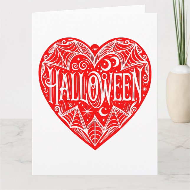 Halloween Heart, Red Heart Shape, Holiday Card (Front)