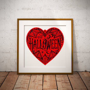 Halloween Heart, Red Heart Shape, Holiday Foil Prints