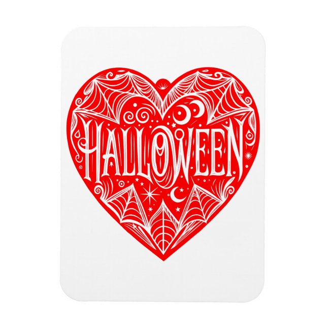 Halloween Heart, Red Heart Shape, Holiday Magnet (Vertical)