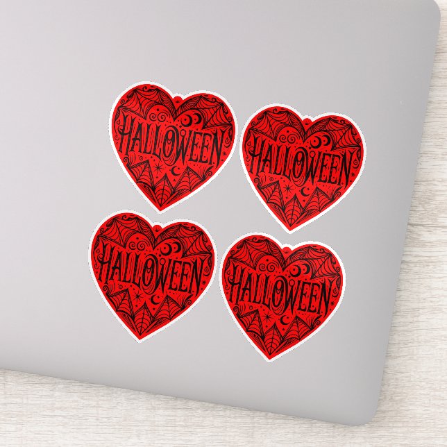 Halloween Heart, Red Heart Shape, Holiday Sticker (Detail)