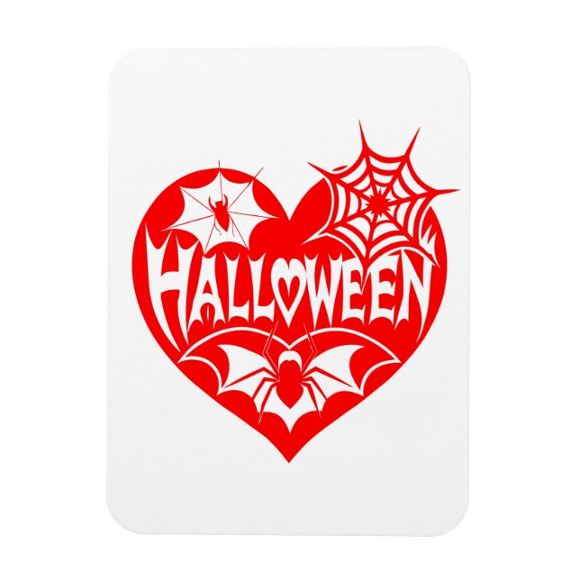 Halloween Heart, Red Heart Shape, Spider Web Magnet (Vertical)