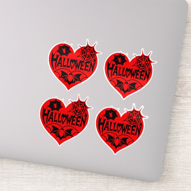 Halloween Heart, Red Heart Shape, Spider Web Sticker (Detail)