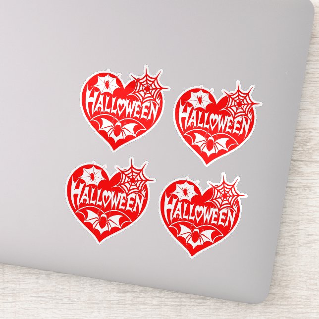 Halloween Heart, Red Heart Shape, Spider Web Sticker (Detail)