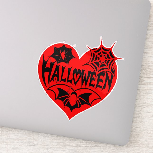 Halloween Heart, Red Heart Shape, Spider Web Sticker (Detail)