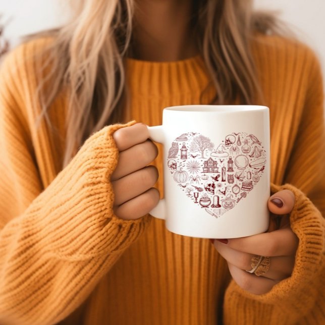 Halloween Heart Red Spooky Doodles Halloween Mug (Creator Uploaded)