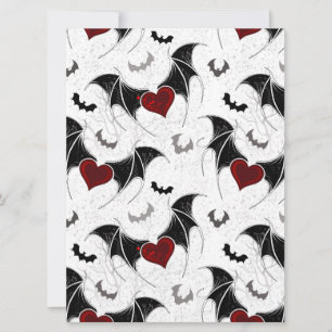 Halloween heart with black bat wings