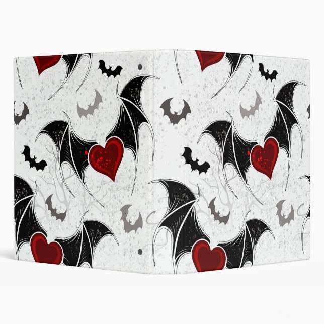 Halloween heart with black bat wings 3 ring binder (Background)