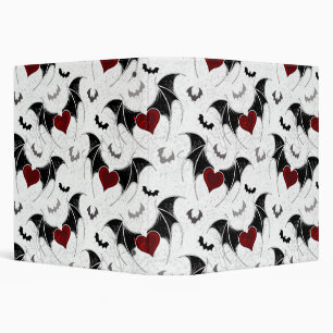 Halloween heart with black bat wings 3 ring binder