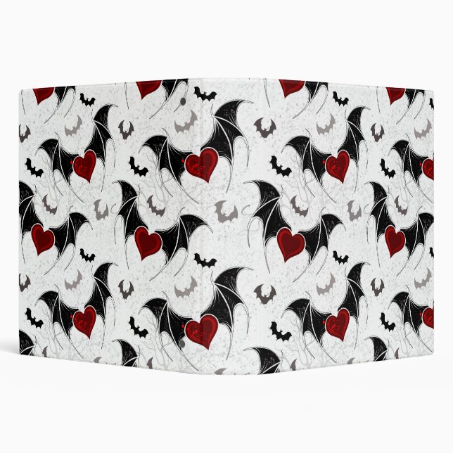 Halloween heart with black bat wings 3 ring binder (Background)