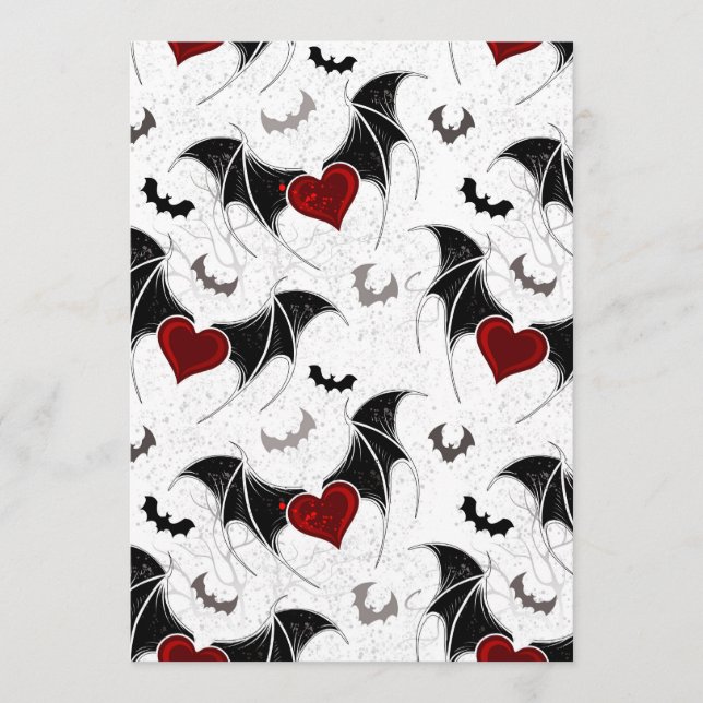 Halloween heart with black bat wings advice card (Front)