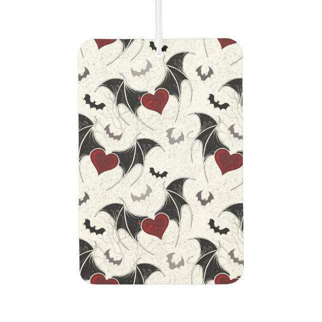 Halloween heart with black bat wings air freshener (Front)