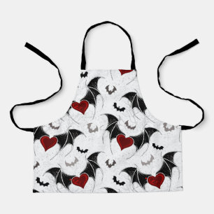 Halloween heart with black bat wings apron