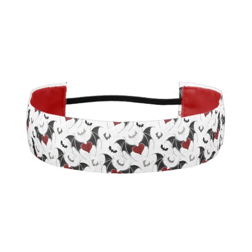 Halloween heart with black bat wings athletic headband