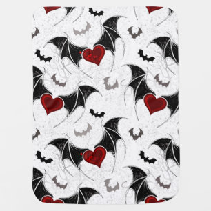 Halloween heart with black bat wings baby blanket
