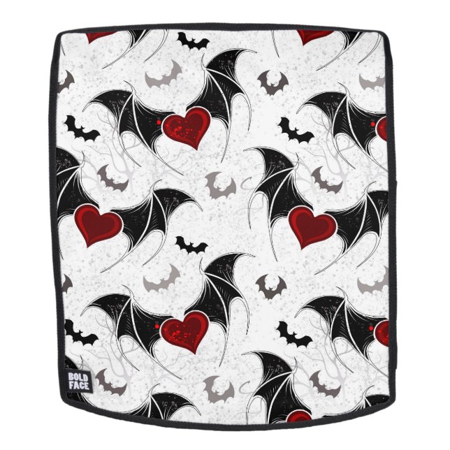 Halloween heart with black bat wings backpack (Removable Face)