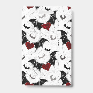 Halloween heart with black bat wings badge