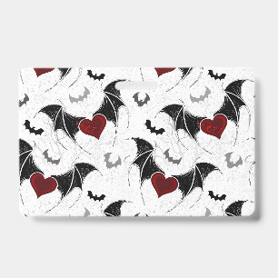 Halloween heart with black bat wings badge