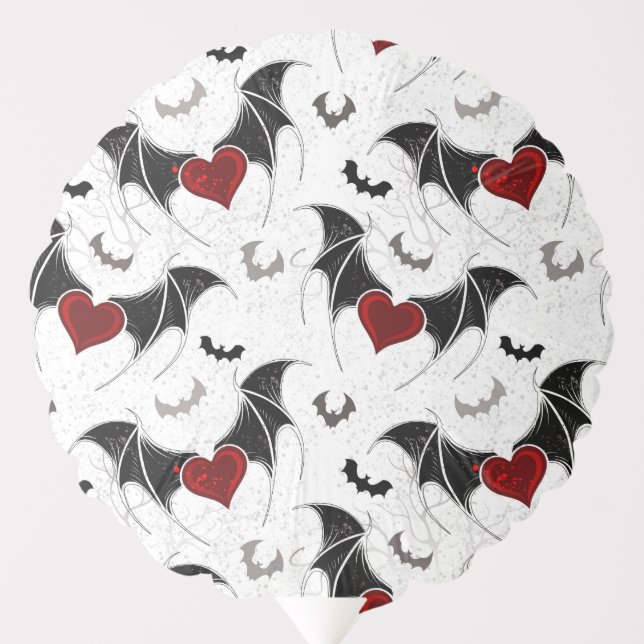 Halloween heart with black bat wings balloon (Front)