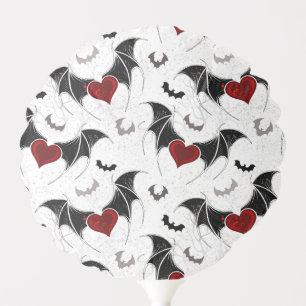Halloween heart with black bat wings balloon