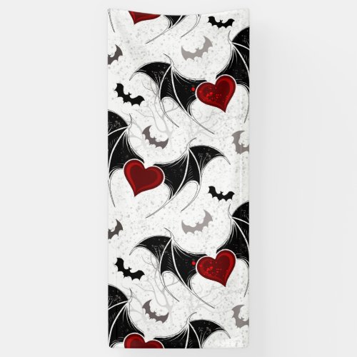 Halloween heart with black bat wings banner